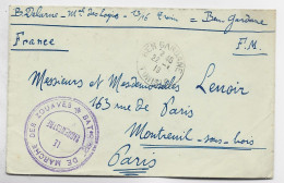 TUNISIE LETTRE FM BEN GARDANE 22.1.1919 + CACHET VIOLET BAT DE MARCHE DES ZOUAVES LE VAGUEMESTRE - Covers & Documents