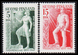 1949. FINLAND.  Finish Worker Organisation, Complete Set. Never Hinged.  (Michel 370-371) - JF547624 - Neufs