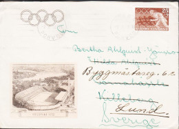 1952. FINLAND. Beautiful Envelope With Olympic Motives In Brown And Black Print HELSINKI 1952... (Michel 402) - JF547720 - Covers & Documents