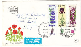 Israël - Lettre De 1970 - Oblit Jerusalem - Fleurs - - Briefe U. Dokumente