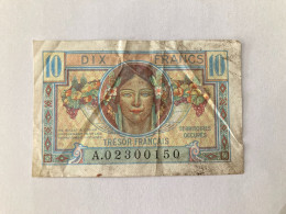 Billet France 10 Francs Trésor Français Territoires Occupés - 1947 French Treasury