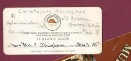 020724 - Carte De Membre HIPPISME - HIALEAH CLUB 1950 C ALLINGHAM PARIS VIII équitation Toque Casquette N°40 - Paardensport