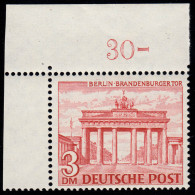 59 Berliner Bauten 3 DM Ecke Oben Links, Ungefaltet, Einwandfrei Postfrisch ** - Unused Stamps