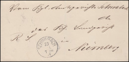 Bayern 1884: Dienst-Briefhülle Einkreis SCHWABACH 23.4.84 Nach NÜRNBERG 24.4.84 - Other & Unclassified