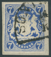 BAYERN 21c BrfStk, 1868, 7 Kr. Preußischblau, Farbfrisches Prachtstück, Gepr. Schmitt, Mi. (1000.-) - Oblitérés