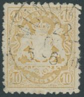 BAYERN 29Xb O, 1873, 10 Kr. Dunkelgelb, Wz. Enge Rauten, Pracht, Gepr. Brettl, Mi. 500.- - Usados