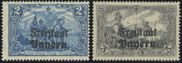 BAYERN 149A,150A , 1919, 2 M. Dunkelgrauultramarin Und 3 M. Violettschwarz, Falzrest, 2 Prachtwerte, Mi. 97.- - Postfris