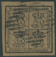 BRAUNSCHWEIG 9a O, 1857, 4/4 Ggr. Schwarz Auf Graubraun, Allseits Breitrandig, Pracht, Gepr. Pfenninger - Brunswick