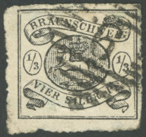 BRAUNSCHWEIG 13A O, 1864, 1/3 Sgr. Schwarz, Nummernstempel 9, Feinst (leichte Durchstichmängel), Gepr. Pfenninger (voll  - Brunswick