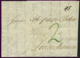 HAMBURG VORPHILA 1799, Brief Mit Kartierungsnummer Und Grüner 2 Von Hamburg Nach Sondershausen, Pracht - Precursores