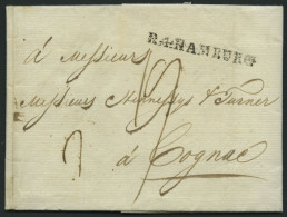 HAMBURG 1805, R.4. HAMBURG, L1 Auf Brief Nach Cognac, Pracht - Precursores