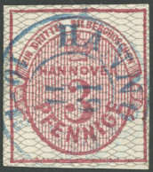 HANNOVER 8b O, 1856, 3 Pf. Karmin, Grau Genetzt, Pracht, Mi. 450.- - Hanover
