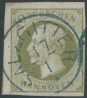 HANNOVER 18 O, 1861, 10 Gr. Dunkelgrünlicholiv, Zentrischer K1 SALZGITTER, Repariert Wie Pracht, Gepr. W. Engel, Mi. (17 - Hanover