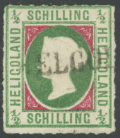 HELGOLAND 1I O, 1867, 1/2 S. Dunkelbläulichgrün/karmin, Type I, Farbfrisches Prachtstück, Diverse Altsignaturen Und Foto - Héligoland