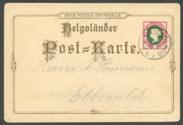 HELGOLAND 13b BRIEF, 1890, 5 Pf. Lebhaftlilakarmin, Einzelfrankatur Auf Gruss Aus...- Karte Mit K1 HELGOLAND B 10.8.90 N - Héligoland