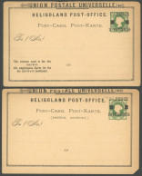 HELGOLAND P 4 F/A BRIEF, 1879, 10 Pf. Auf 5 Pf. Grün, Frage- Und Antwortteil, 2 Ungebrauchte Karten, Feinst - Heligoland