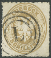 LÜBECK 12 O, 1863, 4 S. Mittelolivbraun, Dreiringstempel L, Leichte Durchstichmängel Sonst Pracht, Fotobefund Mehlmann - Lübeck