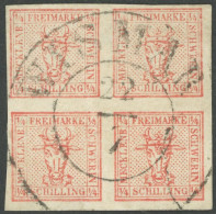 MECKLENBURG SCHWERIN 1 O, 1856, 4/4 S. Graurot, Zentrischer K2 WISMAR, Pracht, Mi. 190.- - Mecklenbourg-Schwerin