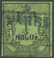 OLDENBURG 1 O, 1855, 1/3 Sgr. Schwarz Auf Grünoliv, Blauer R2 VAREL, Kleine Korrektur Im Oberrand Sonst Pracht, U.a. Büh - Oldenbourg