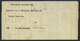 PREUSSEN GRUENCHOTZEN, R2 Auf Postbehändigungsschein (1865), Innen Mit Krone-Posthornstempel, Pracht - Brieven En Documenten