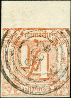 THURN Und TAXIS 13 O, 1861, 1/4 Gr. Rötlichorange, Mit Breitem Oberrand (9 Mm), Nummernstempel 236 (Kaltennordheim), Far - Autres & Non Classés