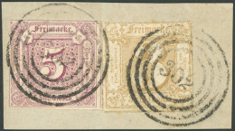 THURN Und TAXIS 18,40 BrfStk, Mischfrankatur: 1859, 5 Sgr. Braunpurpur (zweiseitig Leicht Berührt) Mit 3 Sgr. Mittelbrau - Other & Unclassified
