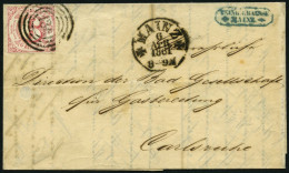 THURN Und TAXIS 22IA BRIEF, 1861, 6 Kr. Dunkelrosarot, Zweiseitig Leicht Berührtes Prachtstück Auf Brief Von Mainz Nach  - Storia Postale