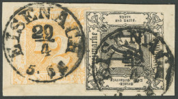 THURN Und TAXIS 26,28 BrfStk, 1862/4, 1/4 Sgr. Schwarz Und 1/2 Sgr. Orange, Marken üblicher Schnitt Mit Klarem K1 EISENA - Oblitérés