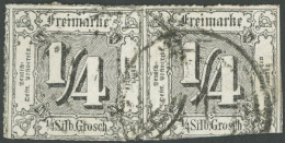 THURN Und TAXIS 35 Paar O, 1867, 1/4 Sgr. Schwarz Im Waagerechten Paar, Nummernstempel 14, Fotobefund Sem: Linke Marke M - Usati