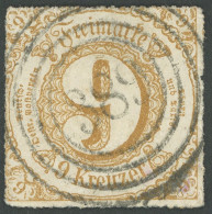 THURN Und TAXIS 44II O, 1865, 9 Kr. Hellockerbraun, Zentrischer Nummernstempel 389 (LAUSCHA), Pracht, Gepr. Pfenninger - Oblitérés
