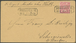 NDP 4- BRIEF, 1868, 1 Gr. Mittelrötlichkarmin, Einzelfrankatur Auf Brief Mit R2 DRESDEN VI, Handschriftlich Inliegend Mu - Lettres & Documents
