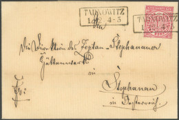 NDP 4 BRIEF, 1868, 1 Gr. Mittelrötlichkarmin, R2 TARNOWITZ, Prachtbrief Nach Österreich - Lettres & Documents
