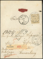 NDP 6 BRIEF, 1869, 5 Gr. Olivbraun, Rückseitig Als Einzelfrankatur Auf Kleinem Paketbegleitbrief Von RÜGENWALDE Nach Son - Lettres & Documents