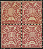 NDP 16 VB , , 1869, 1 Gr. Karmin Im Viererblock, 2 Werte Postfrisch, Normale Zähnung, Pracht - Mint
