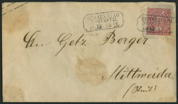 NDP U 51A BRIEF, 1863, 1 Gr. Rosa Auf 3 Ngr. Braun, Format A, R3 SCHNEEBERG, Etwas Fleckig, Feinst, Mi. 110.- - Lettres & Documents