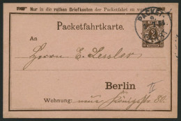 BERLIN B P BRIEF, PACKETFAHRT GESELLSCHAFT: 1894, 2 Pf. Braun Ganzsachen-Bedarfskarte, Karton Rosa, Pracht - Postes Privées & Locales