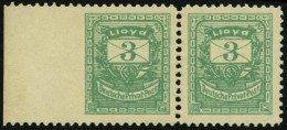 BERLIN E 2UL , LLOYD: 1886, 3 Pf. Grün, Links Ungezähnt, Randpaar Mit Normaler Marke, Pracht - Postes Privées & Locales