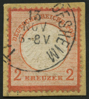 Dt. Reich 8 BrfStk, 1872, 2 Kr. Rötlichorange Auf Knappem Briefstück, K1 TAUBERBISCHOFSHEIM, Pracht, Signiert, Mi. 400.- - Usados