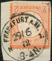 Dt. Reich 8 BrfStk, 1872, 2 Kr. Ziegelrot, K1 FRANKFURT N 1, Prachtbriefstück, Fotobefund Brugger, Mi. 400.- - Usados