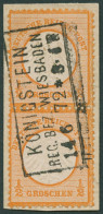 Dt. Reich 14 Paar BrfStk, 1872, 1/2 Gr. Orange Im Senkrechten Paar, R3 KÖNIGSTEIN REG. BEZ. WIESBADEN, Normale Zähnung,  - Usados