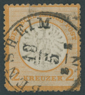 Dt. Reich 24 O, 1872, 2 Kr. Orange, TuT-Stempel BENSHEIM, Starke, Meist Rückseitige Mängel, Mi. (3200.-) - Usados