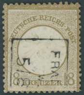 Dt. Reich 28 O, 1872, 18 Kr. Schwärzlichocker, Kleine Reparatur, Wie Pracht, Gepr. Bühler, Mi. (2800.-) - Usados