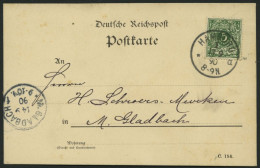 Dt. Reich 46aa BRIEF, 1890, 5 Pf. Dunkelgrün, Prachtkarte Von HAMBURG Nach M. Gladbach, Gepr. Zenker - Brieven En Documenten