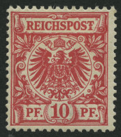 Dt. Reich 47I , 1889, 10 Pf. Karmin Mit Plattenfehler T Von Reichspost Mit Querbalken, Falzrest, Pracht, Mi. 100.- - Ongebruikt