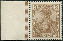 Dt. Reich 54b , 1900, 3 Pf. Dunkelorangebraun Reichspost Mit Linkem Bogenrand, Postfrisch, Kabinett, Gepr. Jäschke Und F - Nuovi