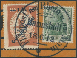 Dt. Reich IV BrfStk, 1912, 1 M. Auf 10 Pf. Gelber Hund, Prachtbriefstück, Mi. 200.- - Usati