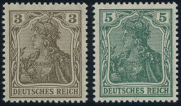 Dt. Reich 84IIb,85IId , 1918, 3 Pf. Schwärzlichbraun Und 5 Pf. Bläulichgrün Kriegsdruck, Postfrisch, 2 Prachtwerte, Gepr - Nuovi