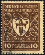 Dt. Reich 203b O, 1922, 10 M. Lilabraun Gewerbeschau, üblich Gezähnt Pracht, Gepr. Dr. Oechsner, Mi. 120.- - Usados
