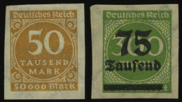 Dt. Reich 275aU,286U , 1923, 50 Tsd. M. Dunkelocker Und 75 Tsd. Auf 300 M. Gelblichgrün, Ungezähnt, Falzreste, 2 Prachtw - Ongebruikt
