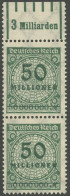 Dt. Reich 321AWb OR , 1923, 50 Mio. M. Blaugrün, Gezähnt, Walzendruck, Oberrandstück 1`5`1, Postfrisch, Pracht, Mi. (70. - Otros & Sin Clasificación